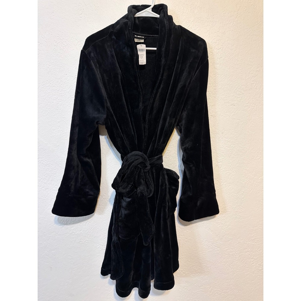 Soma Embraceable Plush Short Robe Black L/XL 570297171 New